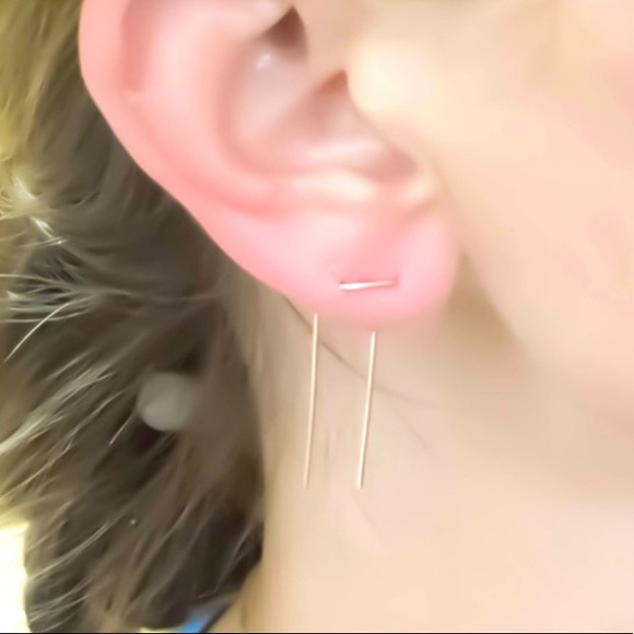 Orbital Threader Earrings for 2 Piercings/Holes - Picture 2 of 6
